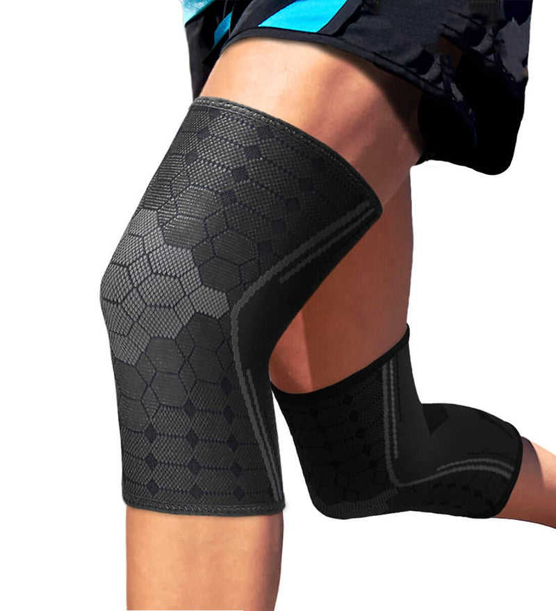 Sparthos Knee Compression Sleeves by (Pair) – Joint Protection and Support for Running, Sports, Knee Pain Relief – Knee Brace for Men and Women – Innovative Breathable Elastic Blend – Anti Slip Midnight Black X-Large - NewNest Australia