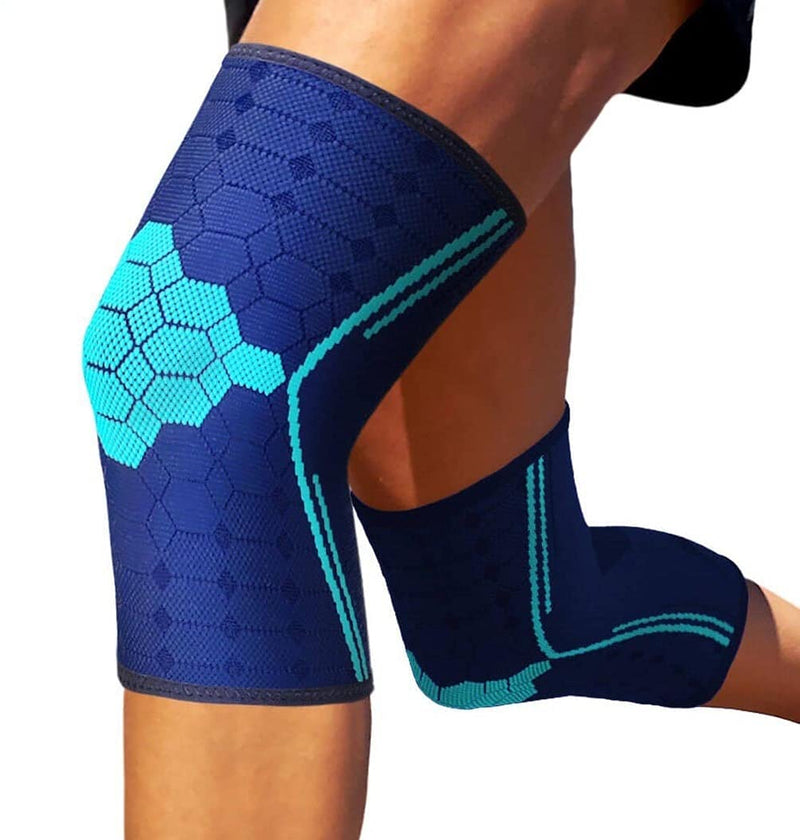 Sparthos Knee Compression Sleeves by (Pair) – Joint Protection and Support for Running, Sports, Knee Pain Relief – Knee Brace for Men and Women – Innovative Breathable Elastic Blend – Anti Slip Cobalt Blue X-Large - NewNest Australia