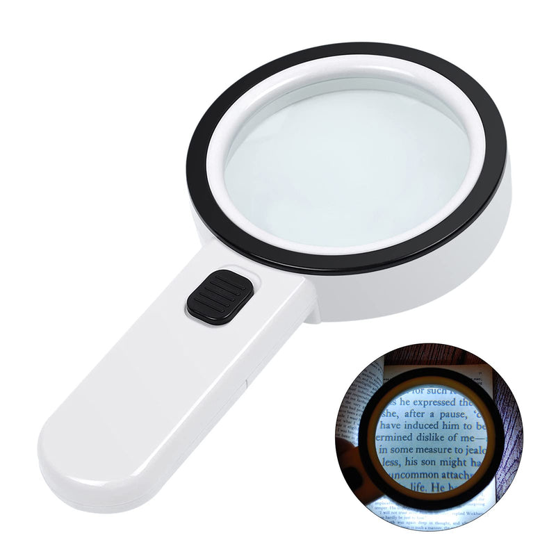 Magnifying Glass with Light, 30X Handheld Large Magnifying Glass 12 LED Illuminated Lighted Magnifier for Macular Degeneration, Seniors Reading, Soldering, Inspection, Coins, Jewelry, Exploring(White) - NewNest Australia