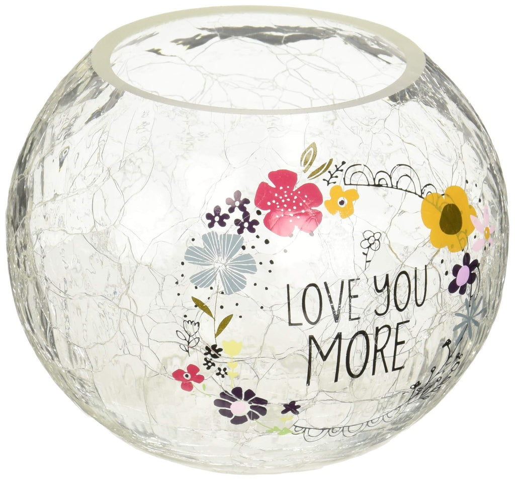 NewNest Australia - Pavilion Gift Company Love Floral Round Candle, 5 Inch Included 5" Crackled Glass Tealight Holder 