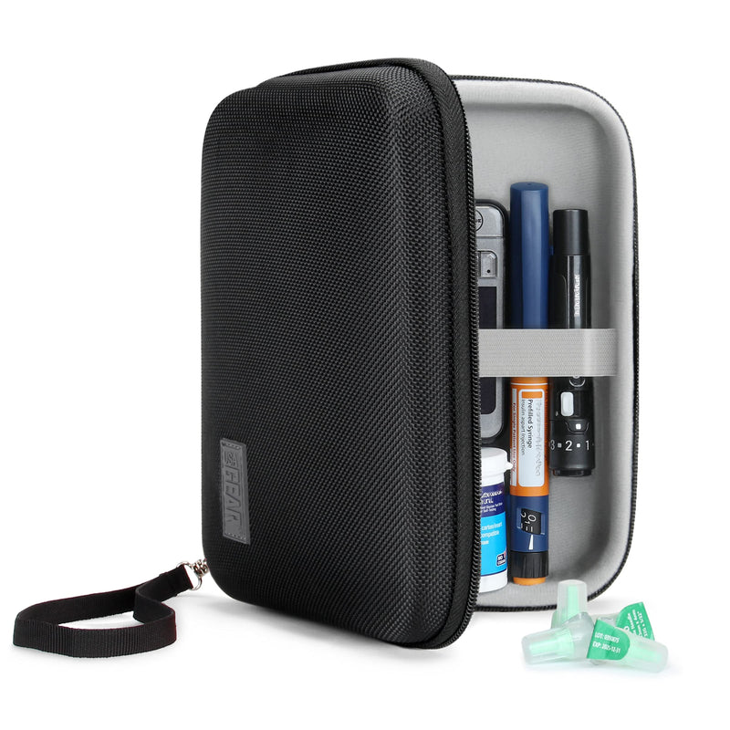 USA GEAR Insulin Travel Case - Diabetic Bag with Protective Hard Shell Exterior, Zipper and Wrist Strap - Diabetic Travel Case Holds Insulin, Lancets, Needles and More Diabetic Supplies - Black - NewNest Australia