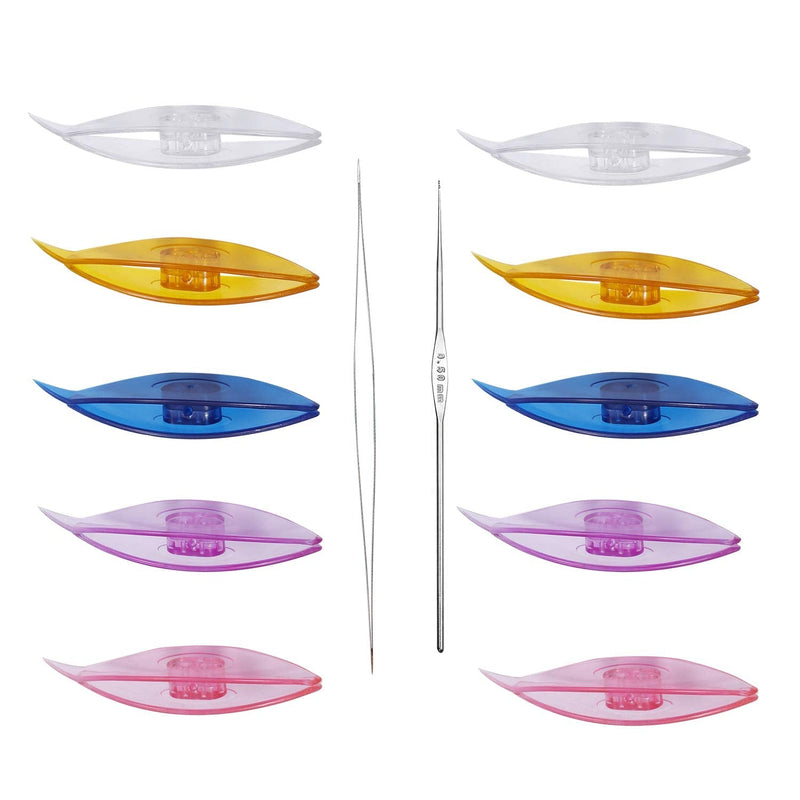 BUTUZE Tatting Shuttle Kit, 10 PCS Plastic Tatting Shuttle with Beading Needles Crochet Hooks Knitting Needles Big Eye Needles Tatting Needles for DIY Hand Lacemaking Craft Tool Weave Yarn Set Sewing Transparent Color 10Pcs - NewNest Australia