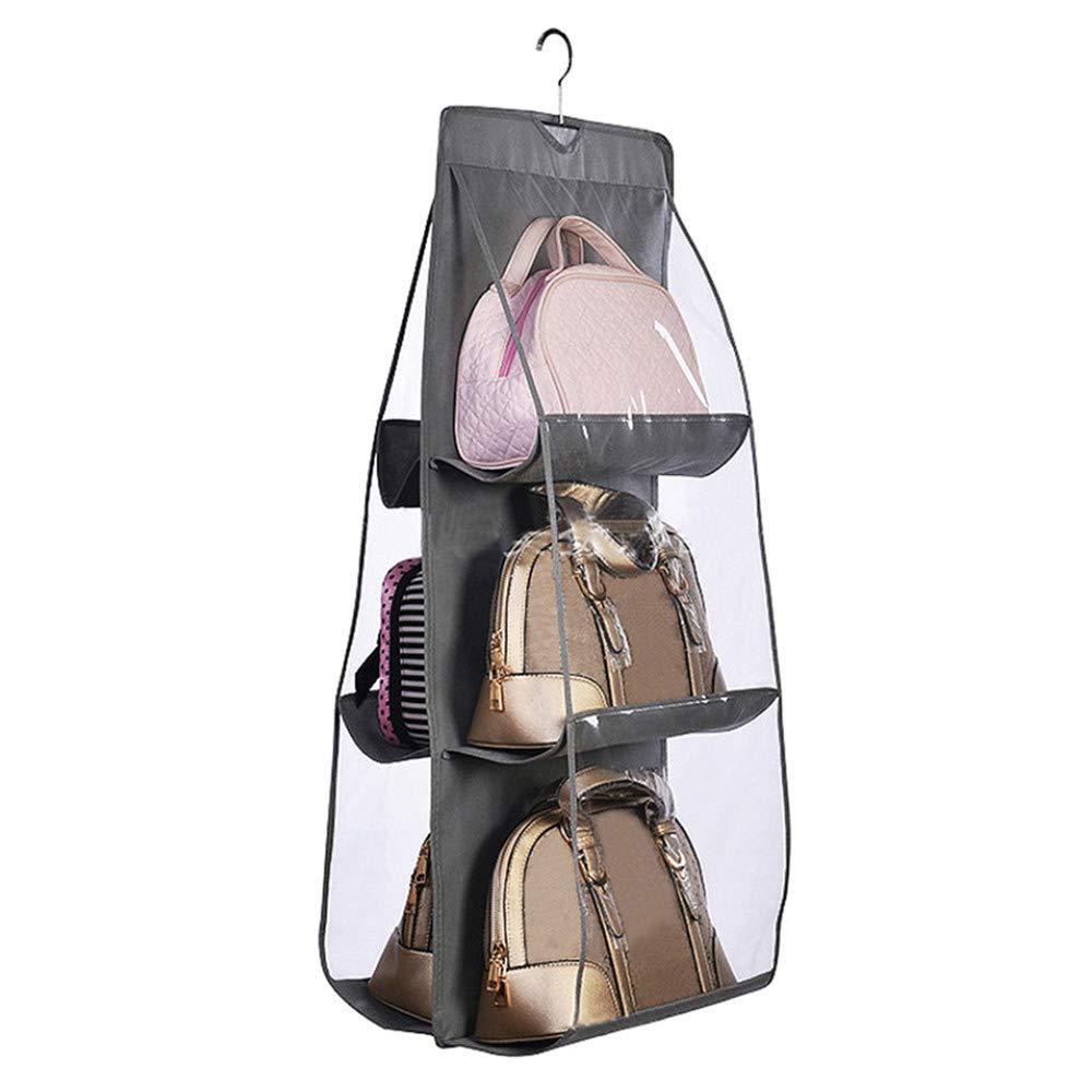 DIOMMELL Purses Hanger Hanging Handbag Organizer Bags Storage Holder for Closet with 6 Larger Pockets Grey 6 Pockets - NewNest Australia