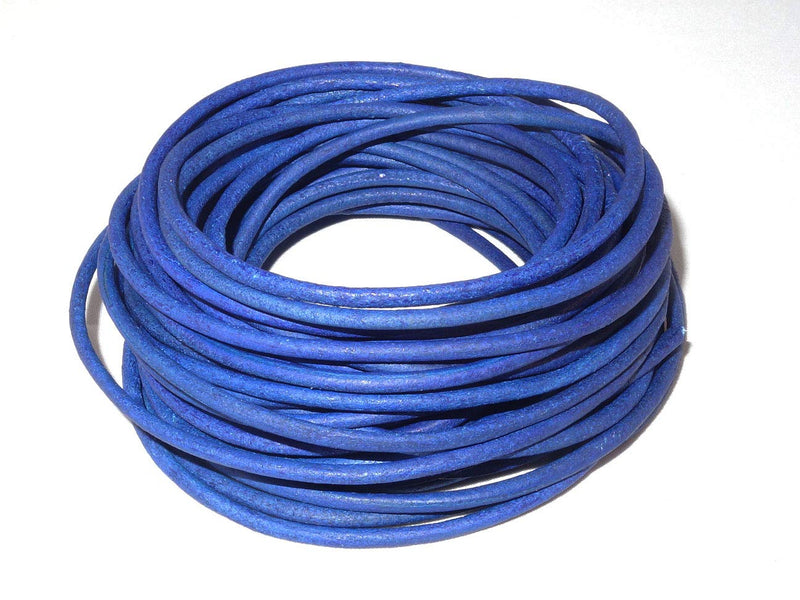 cords craft 3.0mm Genuine Round Leather Cord Leather String Matte Finish for Jewelry Making Bracelet Necklace Beading, 10 Meters / 10.93 Yards, Natural Dye Blue - NewNest Australia