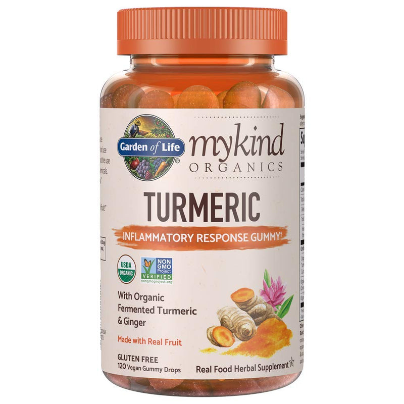 Garden of Life Mykind Organics Turmeric Inflammatory Response Gummy - 120 Real Fruit Gummies for Kids & Adults, 50Mg Curcumin (95% Curcuminoids), No Added Sugar, Organic, Non-GMO, Vegan & Gluten Free - NewNest Australia
