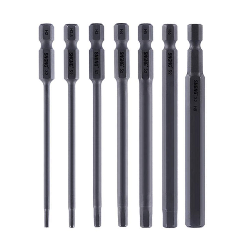 7pcs Hex Head Allen Bit Set 100mm/4 inch Long Metric H2-H8 Quick Release Shank Magnetic Professional Screwdriver Bit Set Perfect for Production Workshop 4 Inch 7Pcs Set(H2-H8) - NewNest Australia