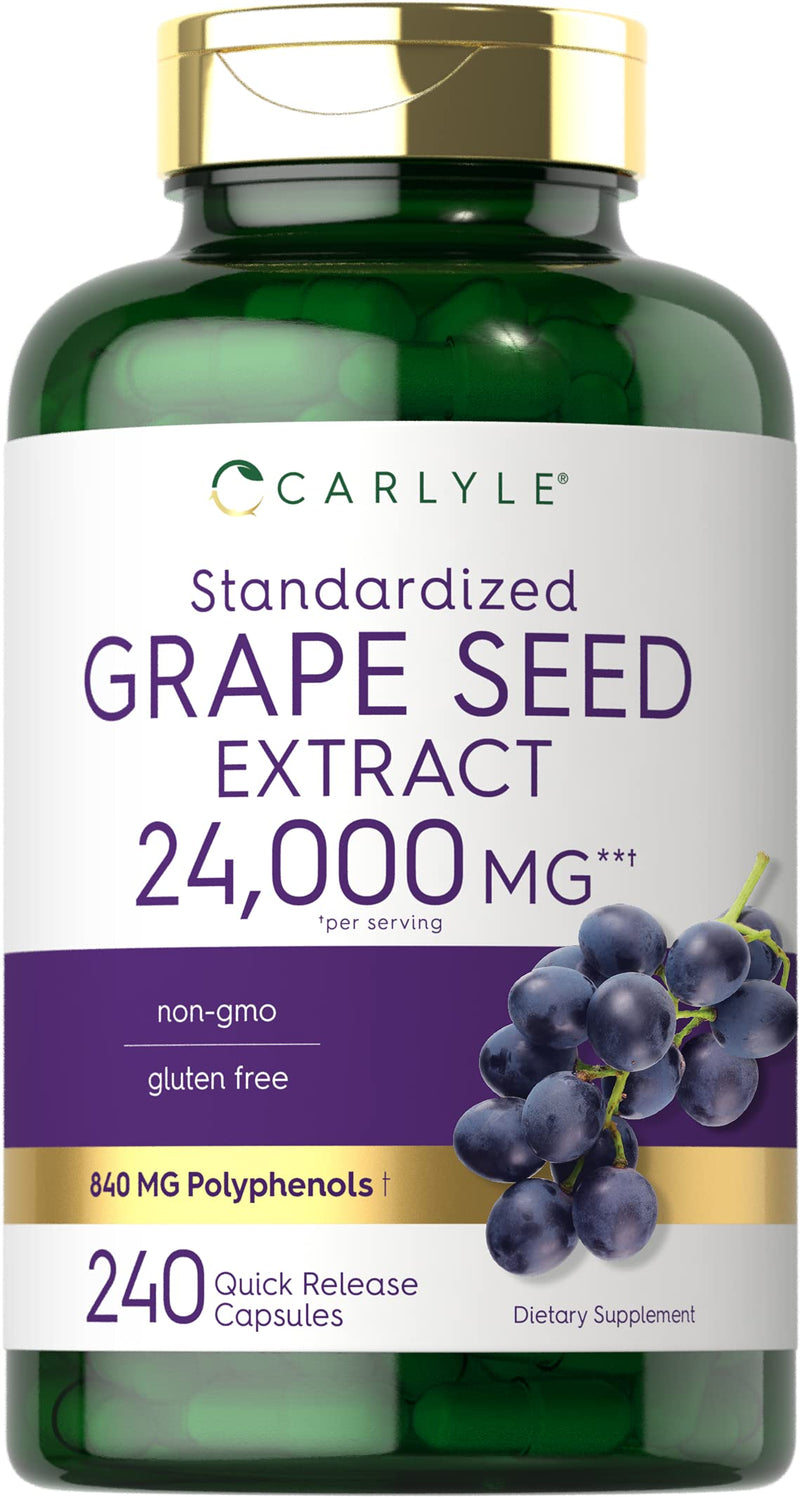Carlyle Grape Seed Extract 24,000 mg Equivalent 240 Capsules – Maximum Strength Standardized Extract | Non-GMO, Gluten Free - NewNest Australia