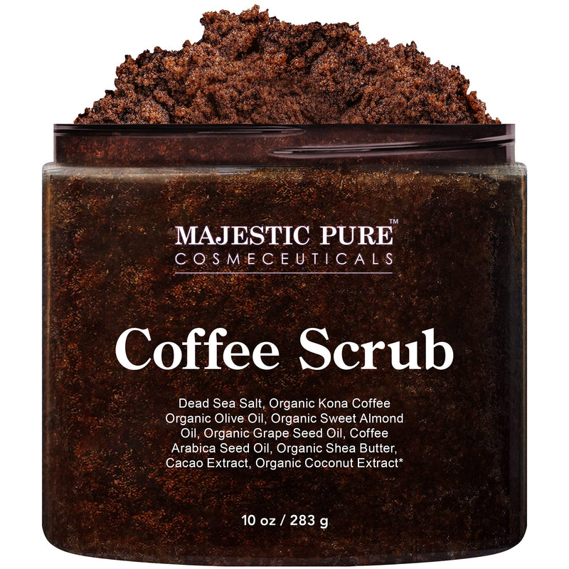 MAJESTIC PURE Arabica Coffee Scrub - All Natural Body Scrub for Skin Care, Stretch Marks, Acne & Cellulite, Reduce the Look of Spider Veins, Eczema, Age Spots & Varicose Veins - 10 Ounces - NewNest Australia