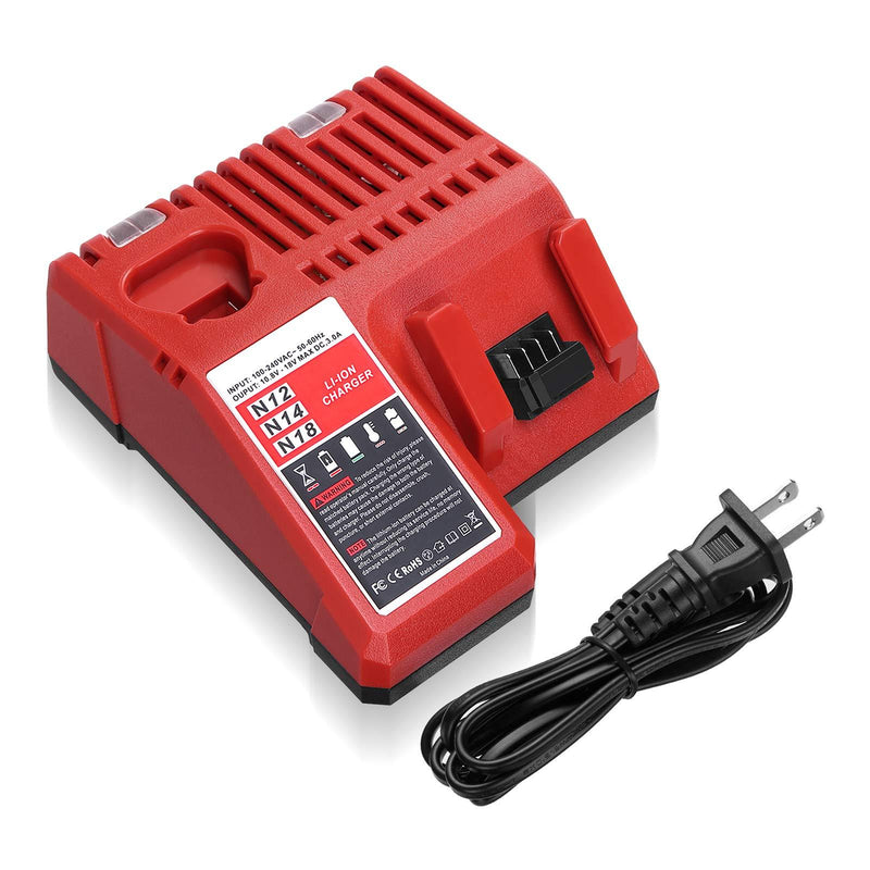 Powerextra M12 & M18 Rapid Replacement Charger for Milwaukee 48-59-1812 N12 or N18 N14 Lithium Battery 48-11-2420 48-11-2440 48-11-1820 48-11-1840 48-11-1850 48-11-2401 48-11-1890 - NewNest Australia