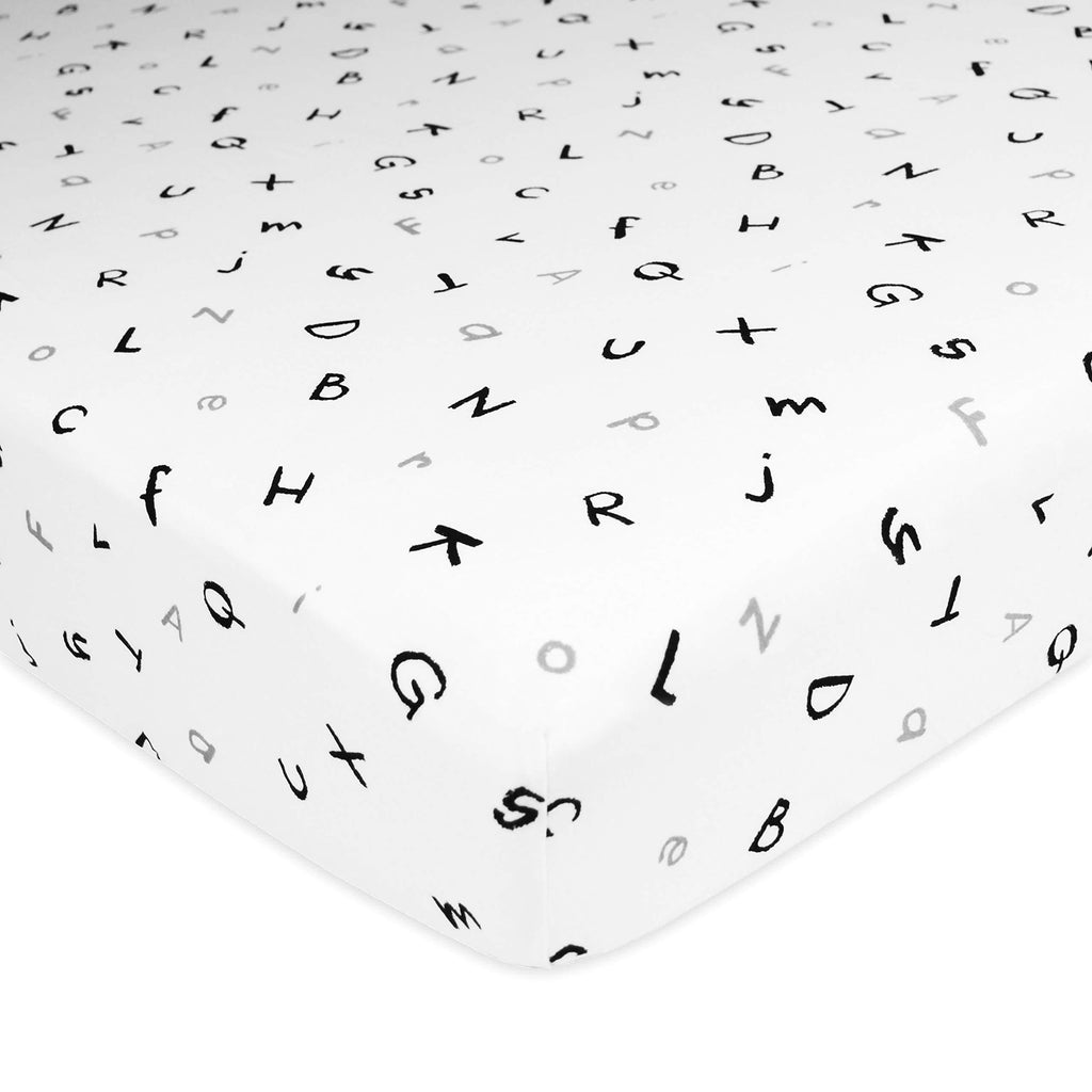 NewNest Australia - American Baby Company Printed 100% Cotton Jersey Knit Fitted Crib Sheet for Standard Crib and Toddler Mattresses, Alphabet, for Boys and Girls Pack of 1 