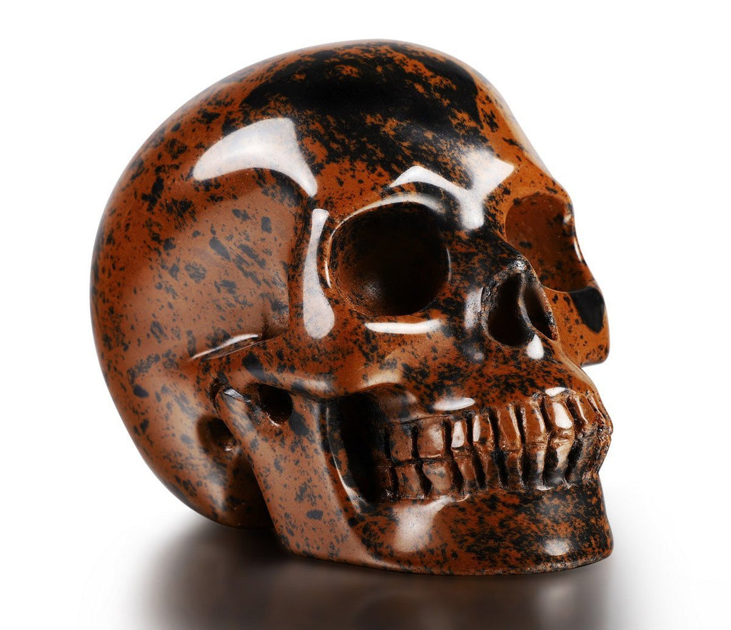 NewNest Australia - Skullis 2.0" Mahogany Obsidian Crystal Skull. Hand Carved Gemstone Fine Art Sculpture, Reiki Healing Stone Statue. (2.0) 2.0 Inches 