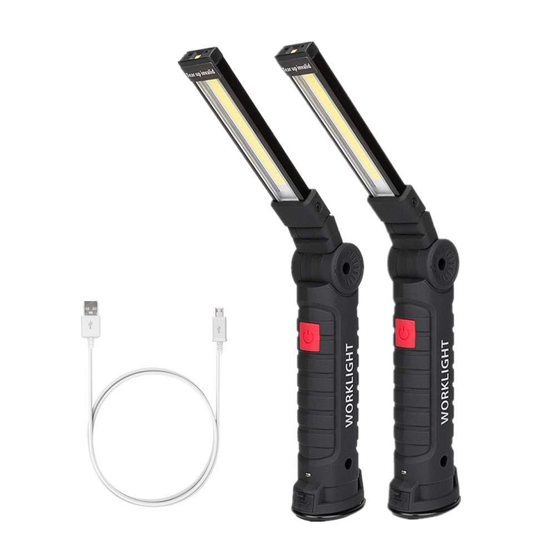 LED Work Light, Coquimbo COB Rechargeable Work Lights with Magnetic Base 360 Degree Rotate and 5 Modes LED Flashlight Inspection Light for Car Repair, Household and Outdoor Use (2 Pack, 27x4.5cm) - NewNest Australia