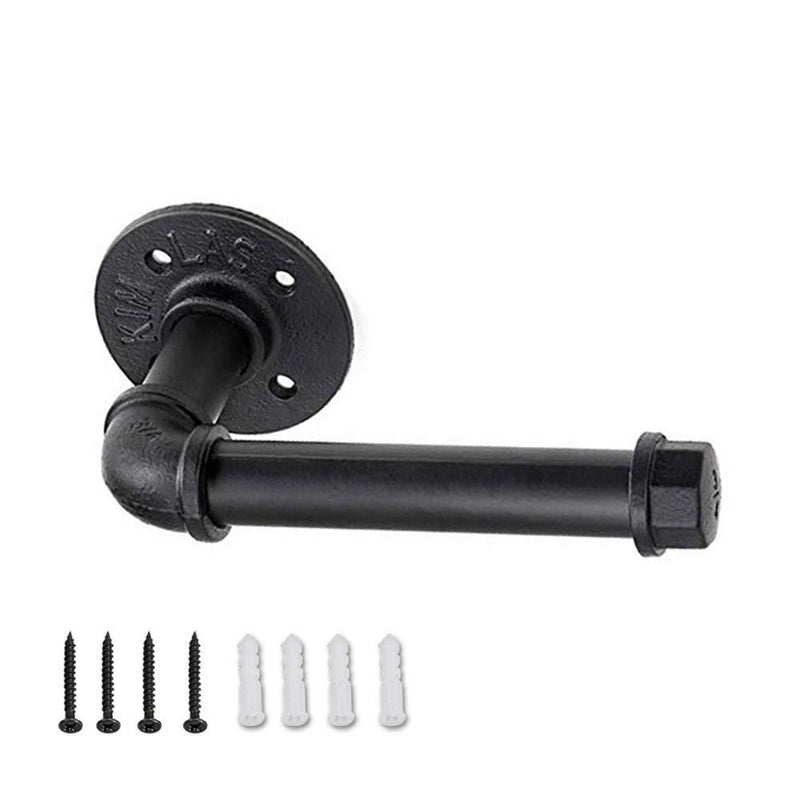 SUNMALL Toilet Paper Holder,Heavy Duty Industrial Iron Pipe Roll Tissue Holder Towel Racks with Hardware for Bathroom, Bedroom, Kitchen,Modern Electroplated Finish Black - NewNest Australia