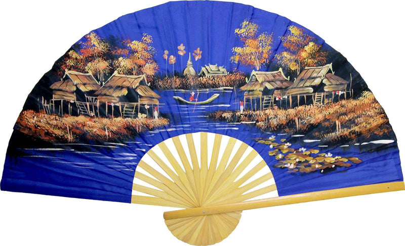 NewNest Australia - Medium 40" Folding Wall Fan - Blue Evening - Original Hand-Painted 