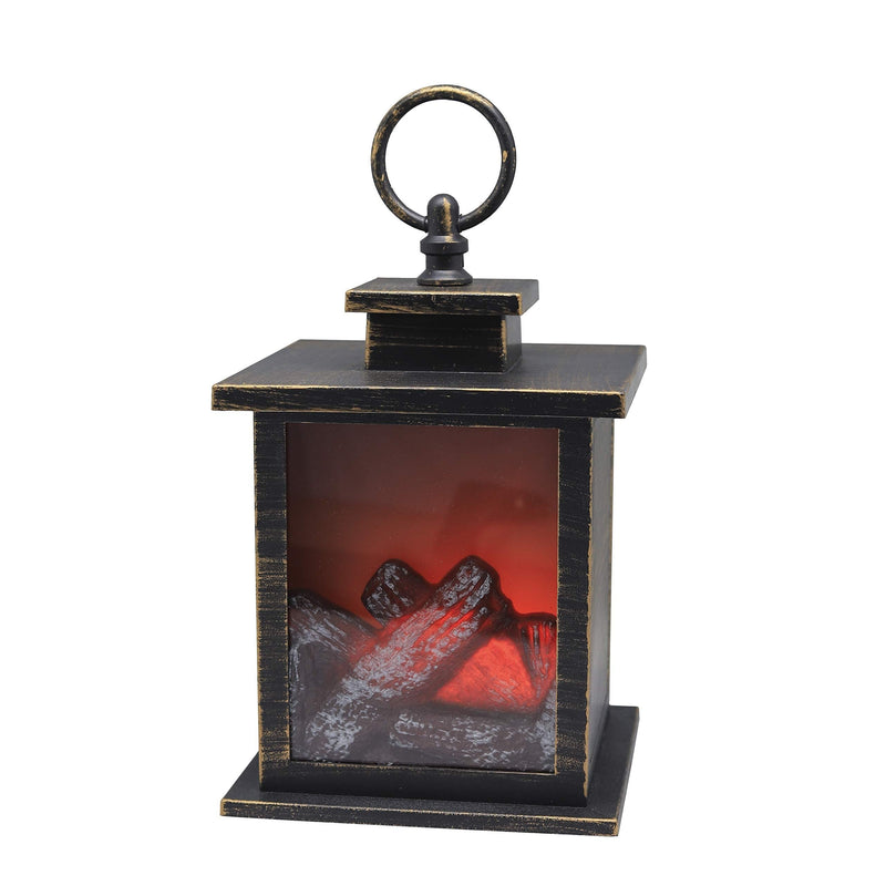 NewNest Australia - YAKii 7" H Fireplace Lantern with 6 Hours Timer Battery Operated, Hanging or Sitting Decoration for Indoor & Outdoor Use, Copper Brushed Small 