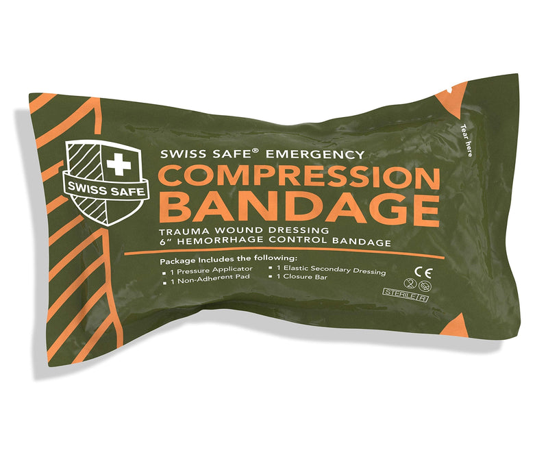 Swiss Safe Israeli Sterile Compression Bandage, for Emergency Wound Dressing, First Aid and Trauma Kit, 6 inch, 1 Pack - NewNest Australia