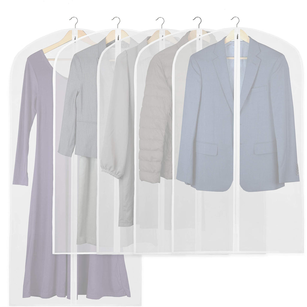 NewNest Australia - 5 Pack - Simplehouseware 40-Inch Translucent Garment Bags with Zipper for Suits, Dresses, Costumes, Uniforms 5 Pack - 40" 50" 