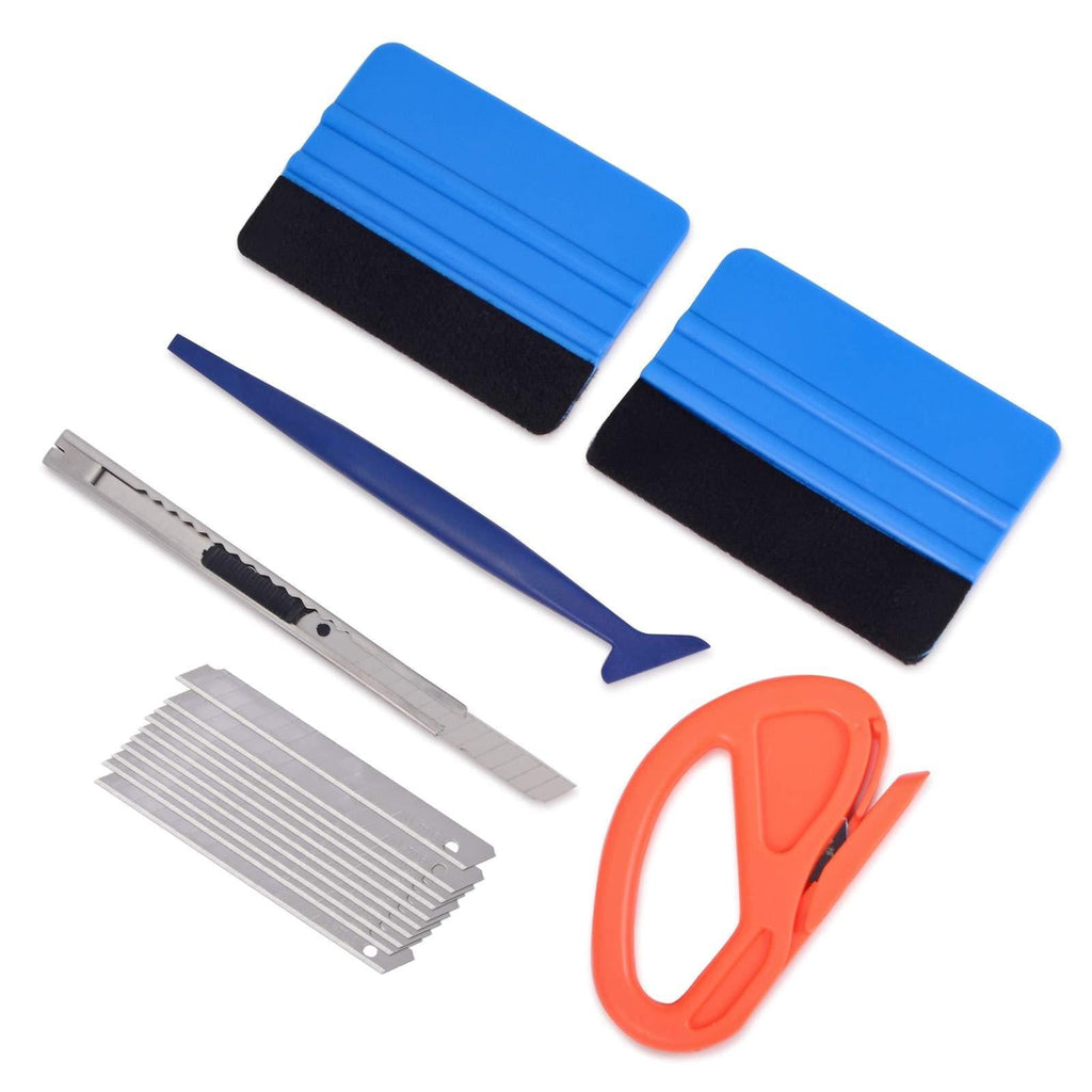 Vehicle Vinyl Wrap Window Tint Film Tool Kit Include 4 Inch Felt Squeegee, Retractable 9mm Utility Knife and Snap-off Blades, Zippy Vinyl Cutter and Mini Soft Go Corner Squeegee for Car Wrapping - NewNest Australia