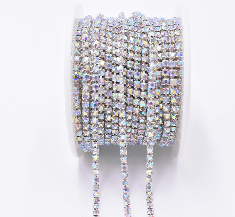 11 Yard Crystal Rhinestone Close Chain Trim Sewing Craft 2.5mm AB Color (AB) - NewNest Australia