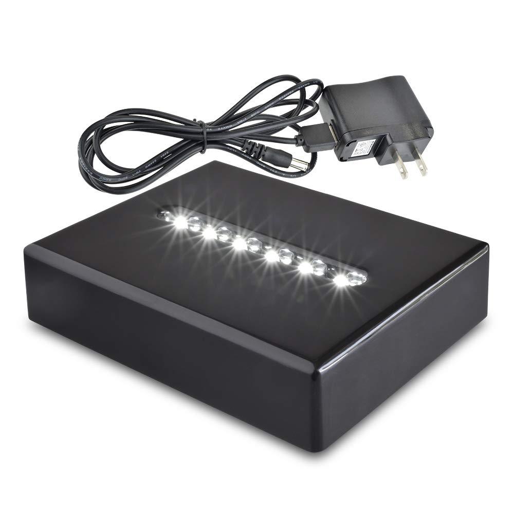 NewNest Australia - Santa Cruz Lights 6 LED Black Lacquer White Light Stand Base for Crystals - AC, USB Powered 