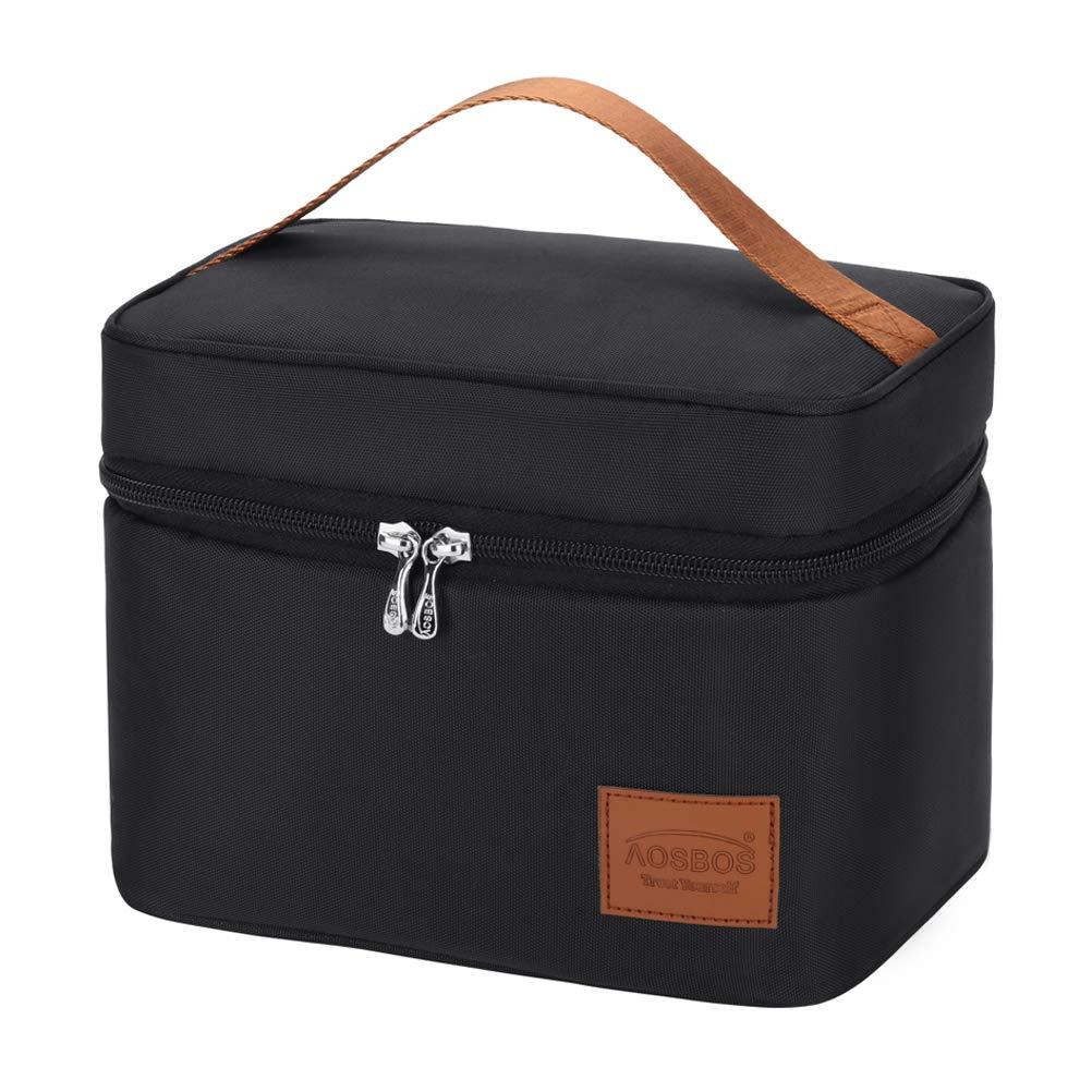 NewNest Australia - Aosbos Lunch Box Bag for Men Women Insulated Cooler Bags Thermal Bags LunchBag for Food Containers Meal Prep Organizer Adult Lunch Bags for Bento Box Work Office Picnic 7.5L Black 