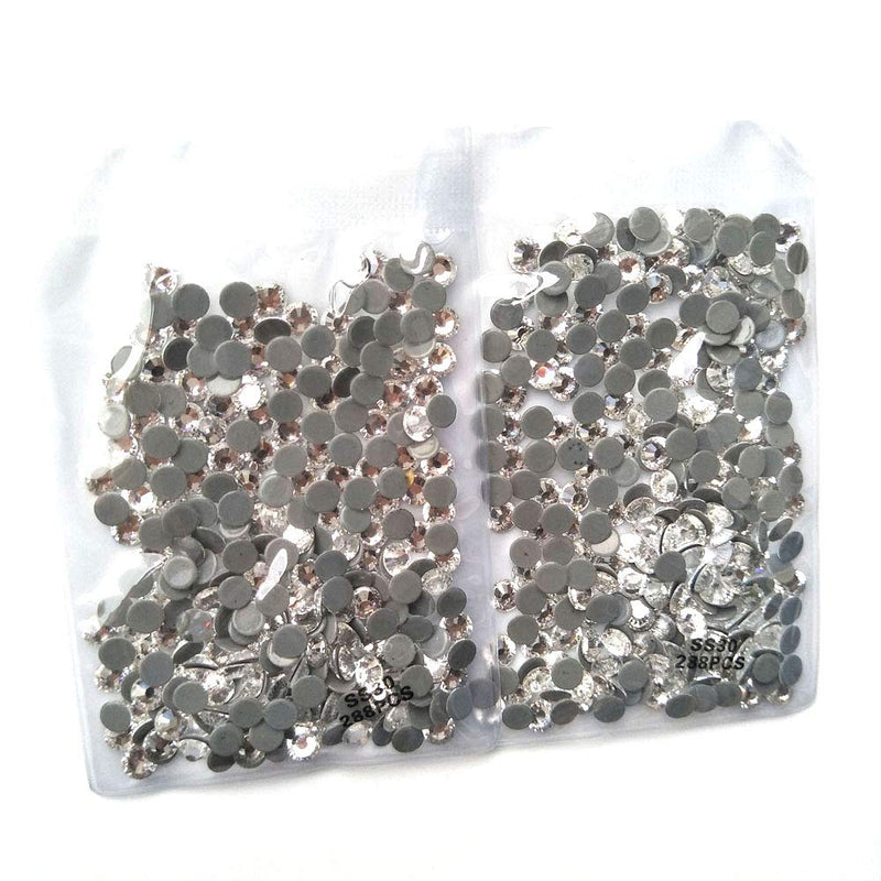 Queenme 576pcs SS30 Clear Hotfix Crystals Mixed Size Flatback Rhinestones for Clothes Shoes Crafts Hot Fix Round Glass Gems Stones Flat Back Iron on Rhinestones for Clothing 6MM - NewNest Australia