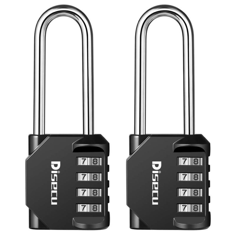 Disecu 4 Digit Combination Lock 2.5 Inch Long Shackle and Outdoor Waterproof Resettable Padlock for Gym Locker, Hasp Cabinet, Gate, Fence, Toolbox (Black, Pack of 2) Black - NewNest Australia