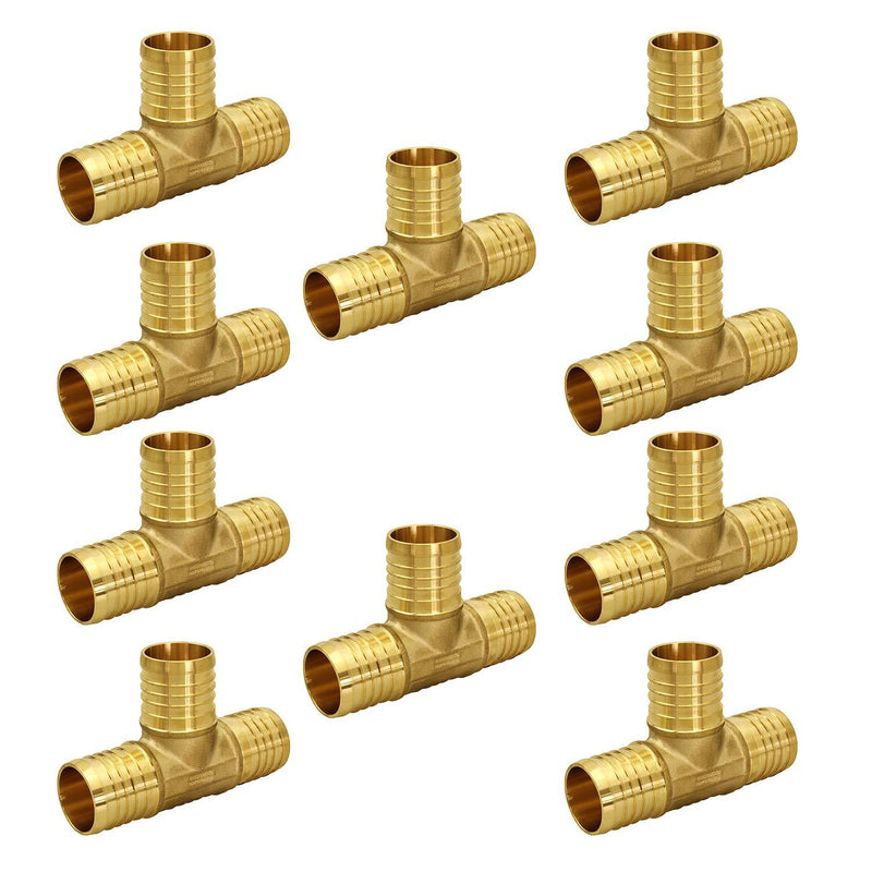 Supply Giant QYUF0012-10 X PEX Barb Tee Pipe Fittings 1/2" Brass (Pack of 10) Ppack of 10 0.5 Inch - NewNest Australia