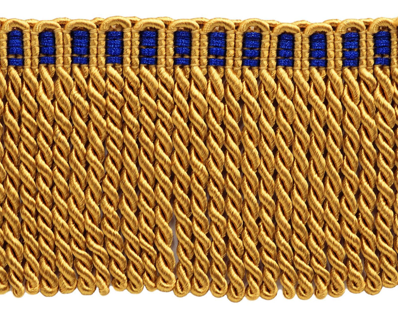 5 Yard Value Pack|3 Inch Long Bullion Fringe Trim|Style# DB3 Color: Gold with Blue Header - C4T (15 Feet / 4.6 Meters) - NewNest Australia