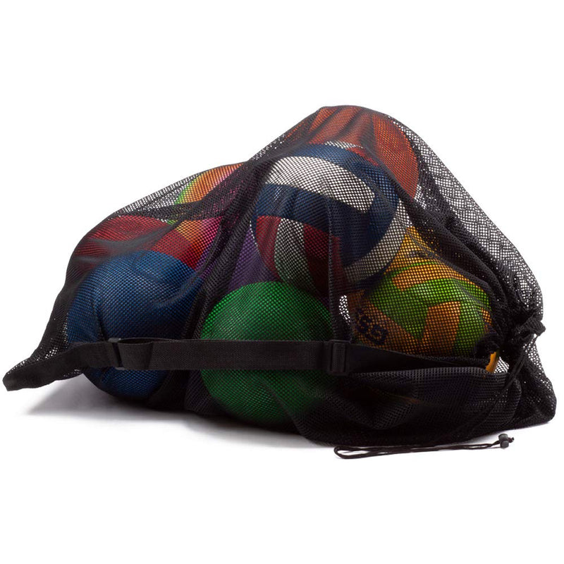Extra-Large Mesh Sports Ball Drawstring Bag | Sports Equipment Bag with Adjustable Shoulder Strap for Gym Training, Soccer, Football, Basketball, Volleyball, Swimming Black - NewNest Australia