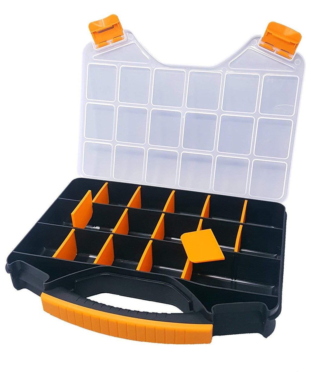 Massca Hardware Box Storage. Hinged Box Made of Durable Plastic in a Slim Design with 18 compartments. Excellent for Screws Nuts and Bolts. - NewNest Australia