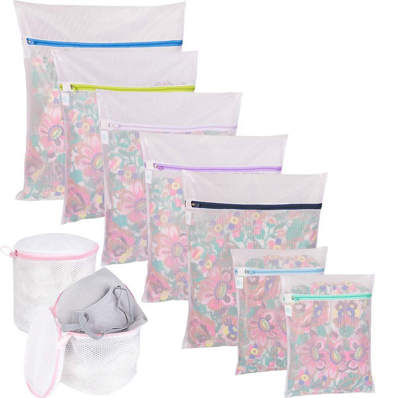 NewNest Australia - Wanapure 9Pcs Mesh Laundry Bag for Delicates, Lingerie Bags for Laundry - (1 Large & 4 Medium & 2 Small & 2 Bra Bags) for Garment, Underwear, Sock, Baby Clothes, Sweater, Travel, Washing Machine Multicolor - 9pcs Fine Mesh (1L+4M+2S+2 bra bags) 