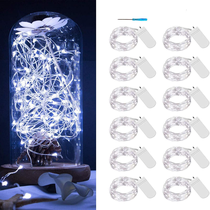 12 Pack Fairy Lights Battery Operated, 30 LEDs Mini Starry String Lights 9.8ft Silvery Copper Wire Lights,2pcs CR2032(Incl),Works for Wedding Centerpiece,Party,Table Decorations(Cool White) 12pack 12 Pack-cool White - NewNest Australia