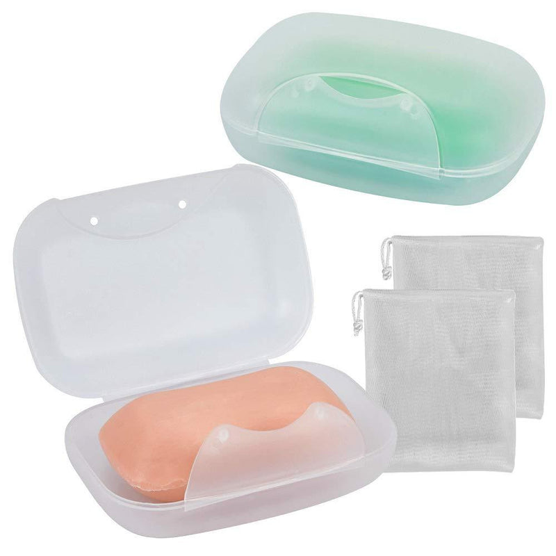 Soap Box Holder, 2-Pack Soap Dish Soap Savers Case Container for Bathroom Camping Gym Vonpri (Clear) - NewNest Australia