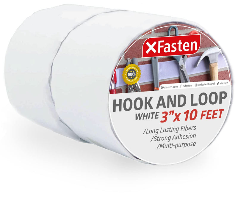 XFasten Adhesive Hook and Loop Tape, White, 3-Inch x 10-Foot Sticky Back Double-Sided Hook Loop Tape for Textile, Tools, Gardening Beds - NewNest Australia