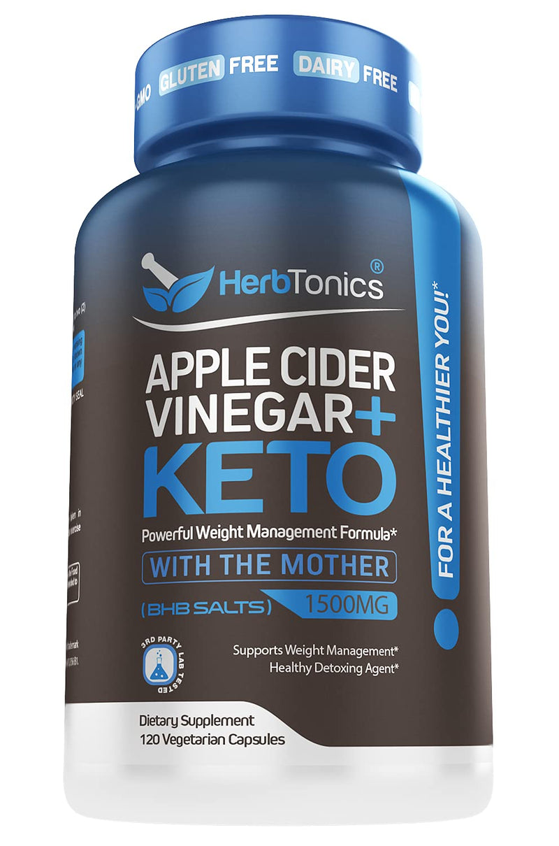 Apple Cider Vinegar Capsules Plus Keto BHB | Fat Burner & Weight Loss Supplement for Women & Men | Appetite Suppressant | 120 Vegan Diet Pills - NewNest Australia