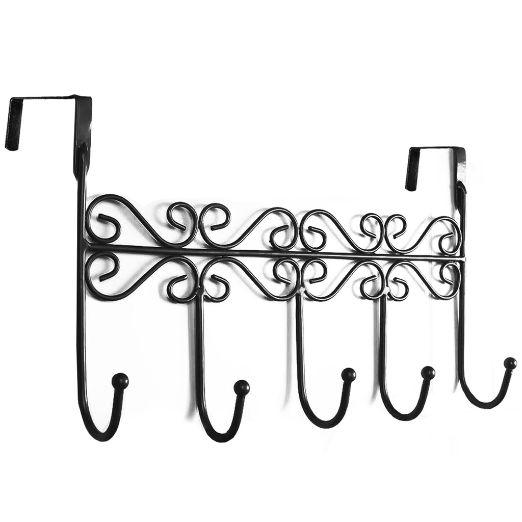 Over The Door Hook,Over Door Towel Rack,Over Door Coat Rack,Door Hanger Hook， Behind Back of Bathroom, Towel Hanger 5 Hooks （Black ） Black - NewNest Australia