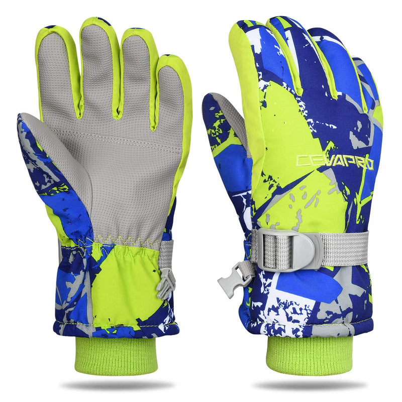 Cevapro -30℉ Ski Gloves Kids Winter Snow Gloves Waterproof Cold Weather Gloves for Boys Girls Kids Green Kids L (10-12 years old) - NewNest Australia