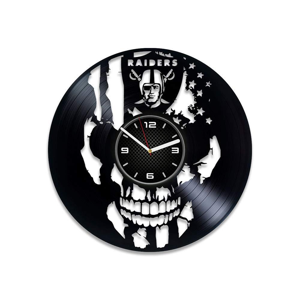 NewNest Australia - Kovides Oakland Raiders Handmade Clock Xmas Gift Raiders Vinyl Clock Raiders Clock Football Wall Clock Vintage Sport Gift for Man Raiders Gift Clock 12 inch Football Vinyl Record Wall Clock 