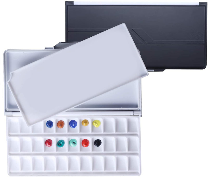 MEEDEN Airtight Leakproof Watercolor Palette Travel Paint Tray with A Large Mixing Area, 33 Wells Black Folding Peel-Off Palette for Watercolor, Gouache, Acrylic Paint - NewNest Australia