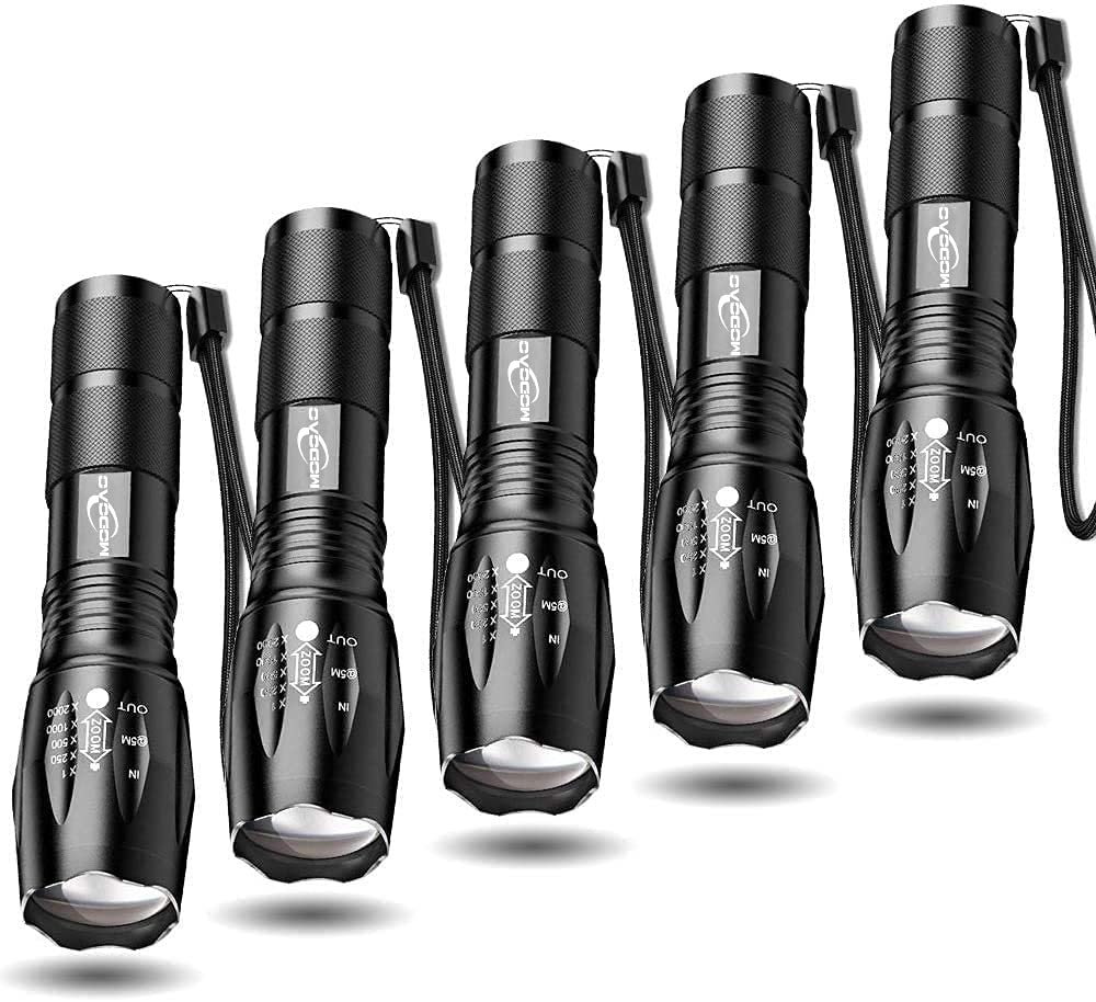 Tactical Flashlight 5 Pack Tac Light Torch Flashlight As Seen on TV XML T6 Tactical Flashlight Brightest LED Flashlight with 5 Modes Adjustable Waterproof Flashlight for Biking Camping - NewNest Australia