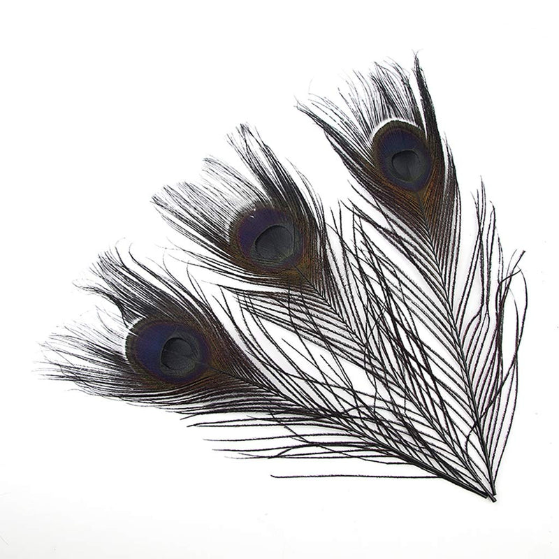 Shekyeon 10-12inch Dyeing Peacock Feathers Bleached Plume Wedding Table Centerpiece Pack of 10(Black) Black - NewNest Australia