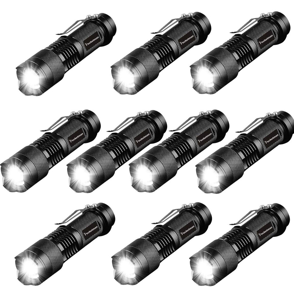 10 Pack Mini Flashlights Small LED Flashlight 300 Lumen Portable Tactical Zoomable Pocket Torch Lantern Adjustable Focus Light for Kids Child Camping Emergency Travel Hiking Torch Light - NewNest Australia