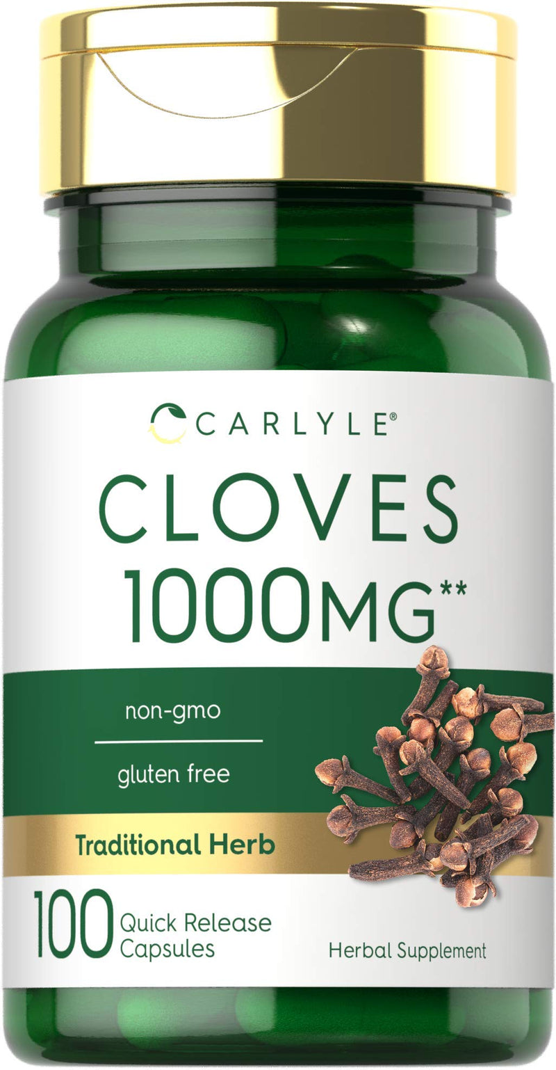 Cloves Supplement | 1000mg | 100 Capsules | Non-GMO, Gluten Free | by Carlyle - NewNest Australia