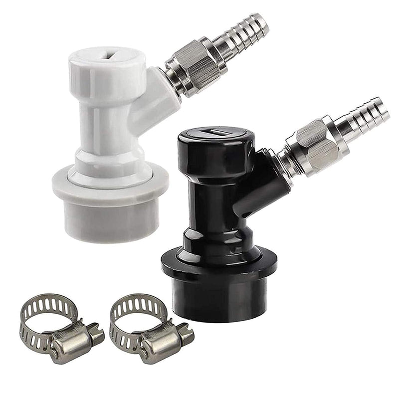 MRbrew 1 Pair Ball Lock Disconnect Set, Home Brew Ball Lock Corny Keg Fittings for Keg Posts Coupler, with Stainless Steel 5/16'' Gas & 1/4'' Liquid Barbs & Extra 2 Hose Clamps & MFL Swivel Nuts Black - NewNest Australia