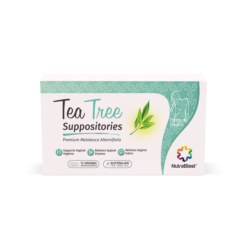 NutraBlast Tea Tree Oil Suppositories (12 Count) | All Natural Intimate Deodorant for Women | Restore Feminine pH Balance | Made in USA - NewNest Australia