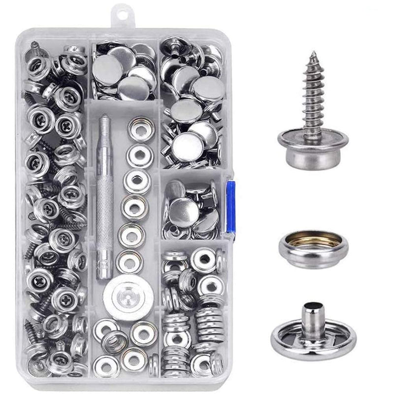 Crafts Man 150 PCS Canvas Snap Kit Tool,Metal Screws Snaps Marine Grade 3/8" Socket Stainless Steel Boat Canvas Snaps with 2 Pcs Setting Tool for Boat Cover Furniture (150 pcs) - NewNest Australia