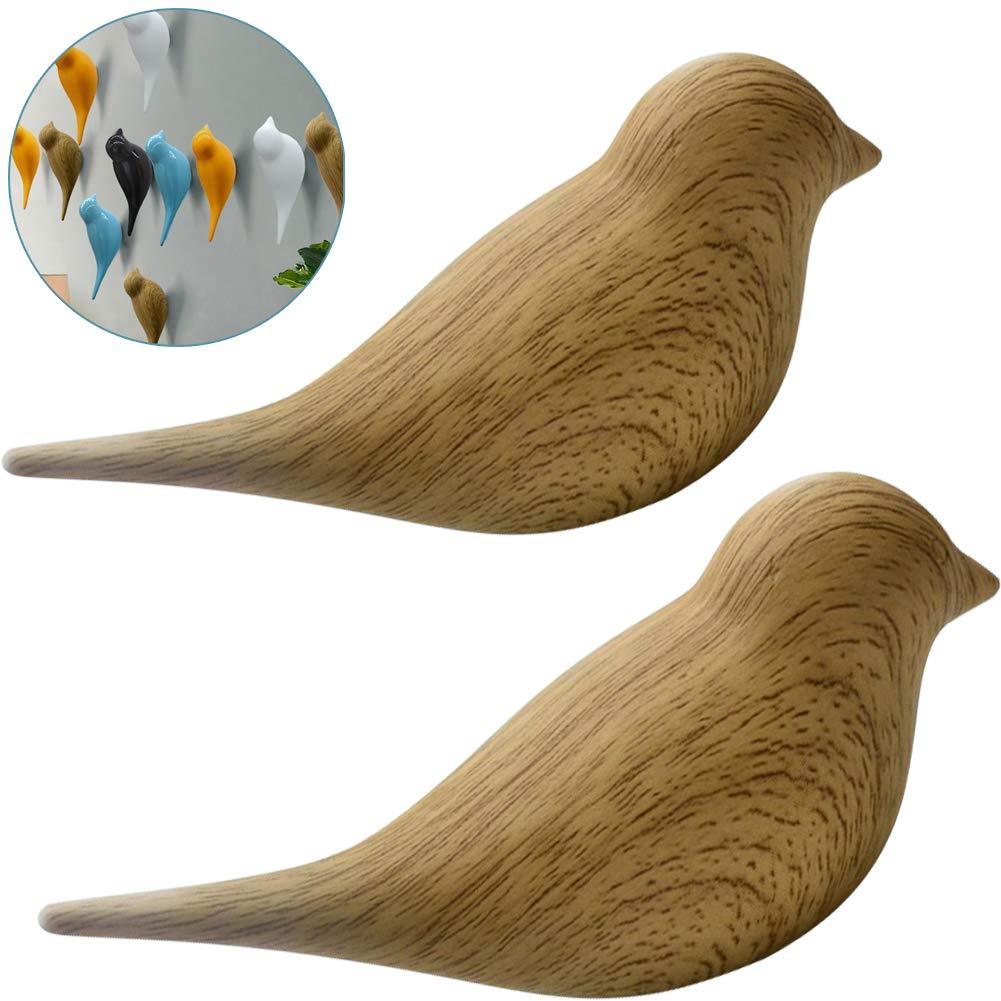 NewNest Australia - Ceation Core 2Pcs 3D Creative Resin Bird Wall Hooks, Home Accessories Wall Decoration Towel Coat Hook Wall Hooks,Natural 