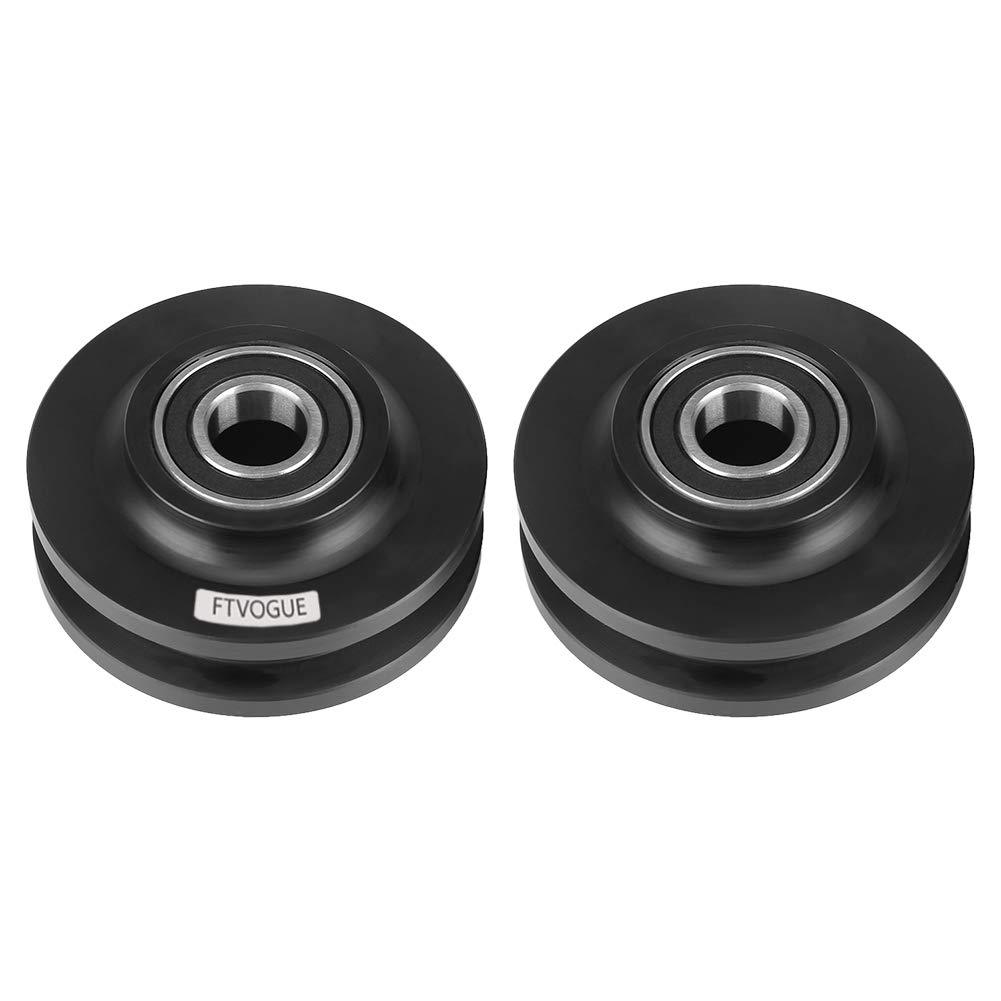 FTVOGUE 2Pcs Sliding Barn Door Wheel U-Groove Guide Pulley Closet Hardware Roller Bearing for Cabinet Window, Black - NewNest Australia