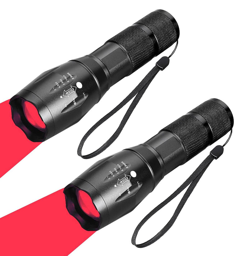 WAYLLSHINE (Pack of 2) One Mode Red Light Flashlight, Single Mode Red LED Flashlight 18650 Red Flashlight, Red LED Red Light For Astronomy, Aviation, Night Observation- 2 Pcs Red Flashlights - NewNest Australia